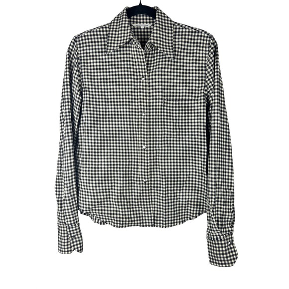 Helmut Lang Tops - Helmut Lang Gingham Cotton Wool Snap Button Down Shirt Black White Small